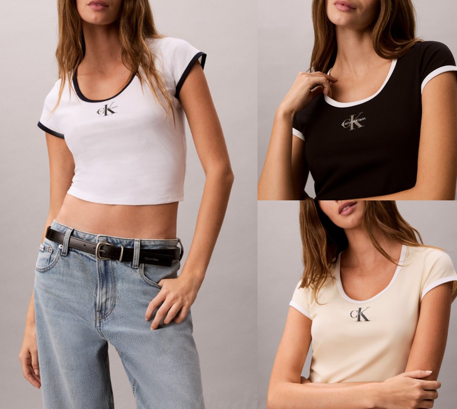 Womens Mono Logo Scoop Neck Baby Tee (47G220G)