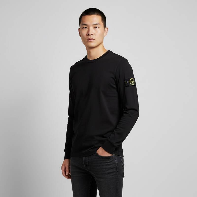 ディモント・ストーン メンズ コットンジャージー スリムフィット 長袖Tシャツ（ブラック） K2S15 2100028 S0013 V0029