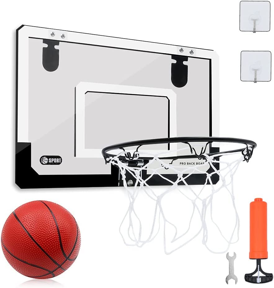 New type追加！バスケットゴール 子供用 家庭室内/屋外 壁取り付 ミニバスケットボード玩具 ドア掛け式と壁掛け式 家庭スポーツセット （45*30）