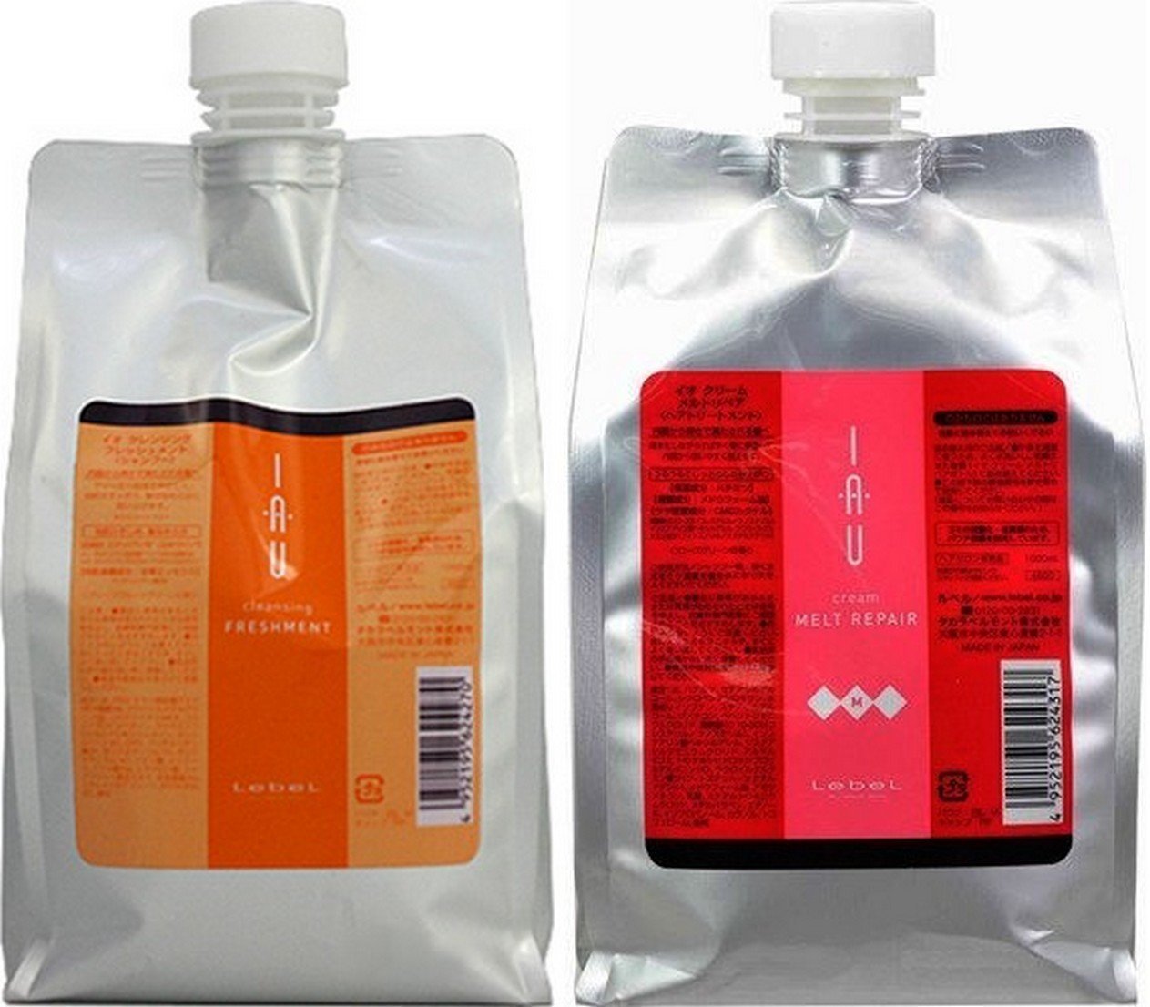 【全国送料無料】 ルベル IAU イオ クレンジング フレッシュメント(シャンプー)1000ml＆イオ クリーム メルトリペア トリートメント1000ml 詰め替えセット