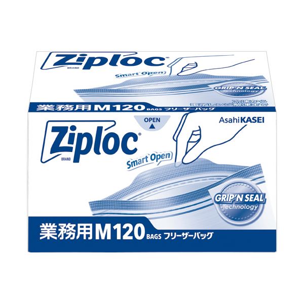 （まとめ） 旭化成ホームプロダクツ業務用ジップロック フリーザーバッグ M 1箱（120枚） (×5セット)