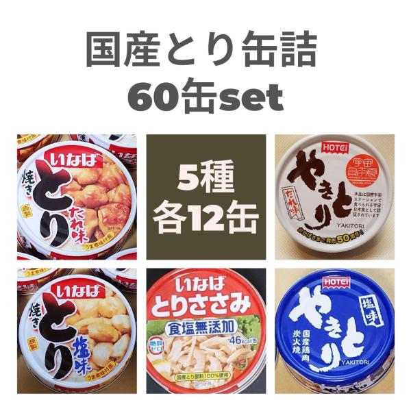 60缶　ホテイ　いなば　缶詰セット　焼き鳥　鶏ささみフレーク　たれ　しお　ALL国産とり使用 9,980円