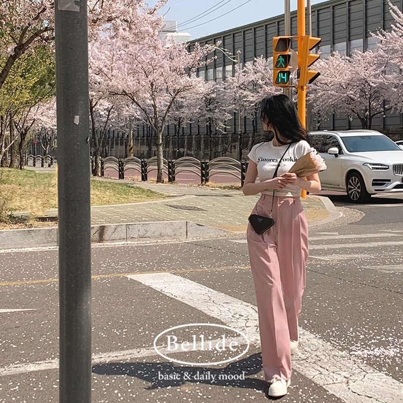 韓国の女性ファッション/ [MADE/2つの丈] ロマンチックピンタックワイドスラックスパンツ pt1323