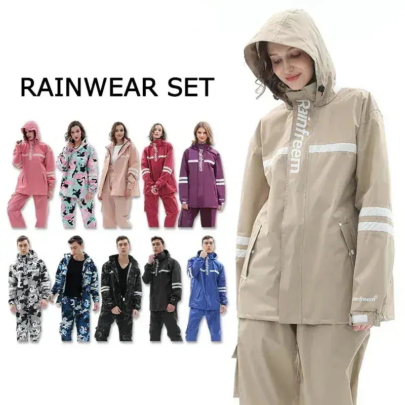 レインウェア 上下セット メンズ レディース レインコート レインスーツ マウンテンジャケット マウンテンパーカー 雨具 通勤 通学 自転車 ゴルフ ランニング 大きいサイズ おしゃれ 男性用