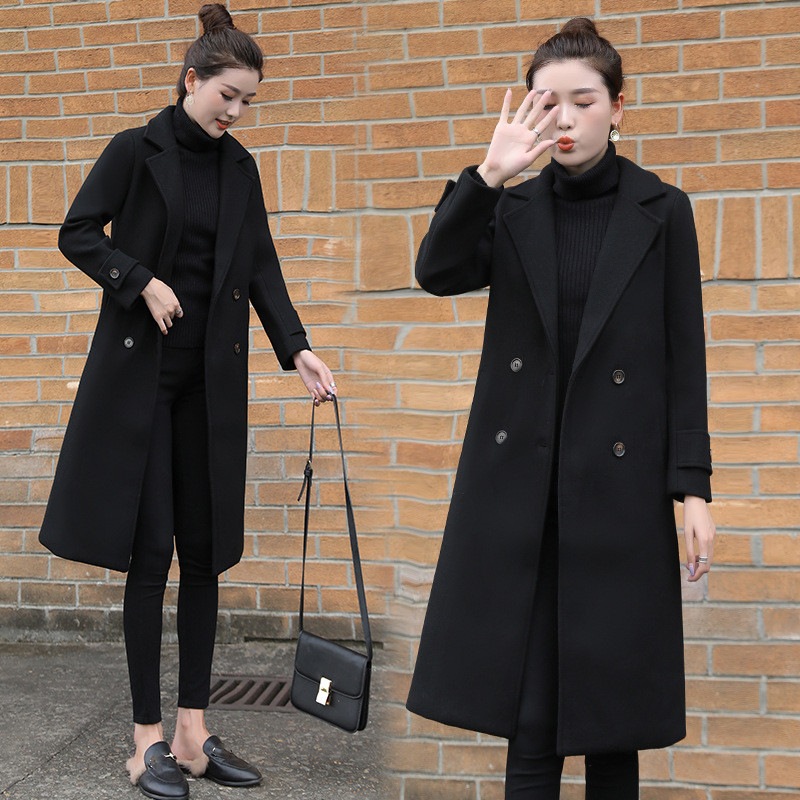 超目玉新品 チェスターコート レディース 秋冬 チェスターコート ロング丈 黒 ラシャコート ひざ下 厚手 オーバー 韓国風 アウター 通勤 着痩せ オシャレ ゆったり