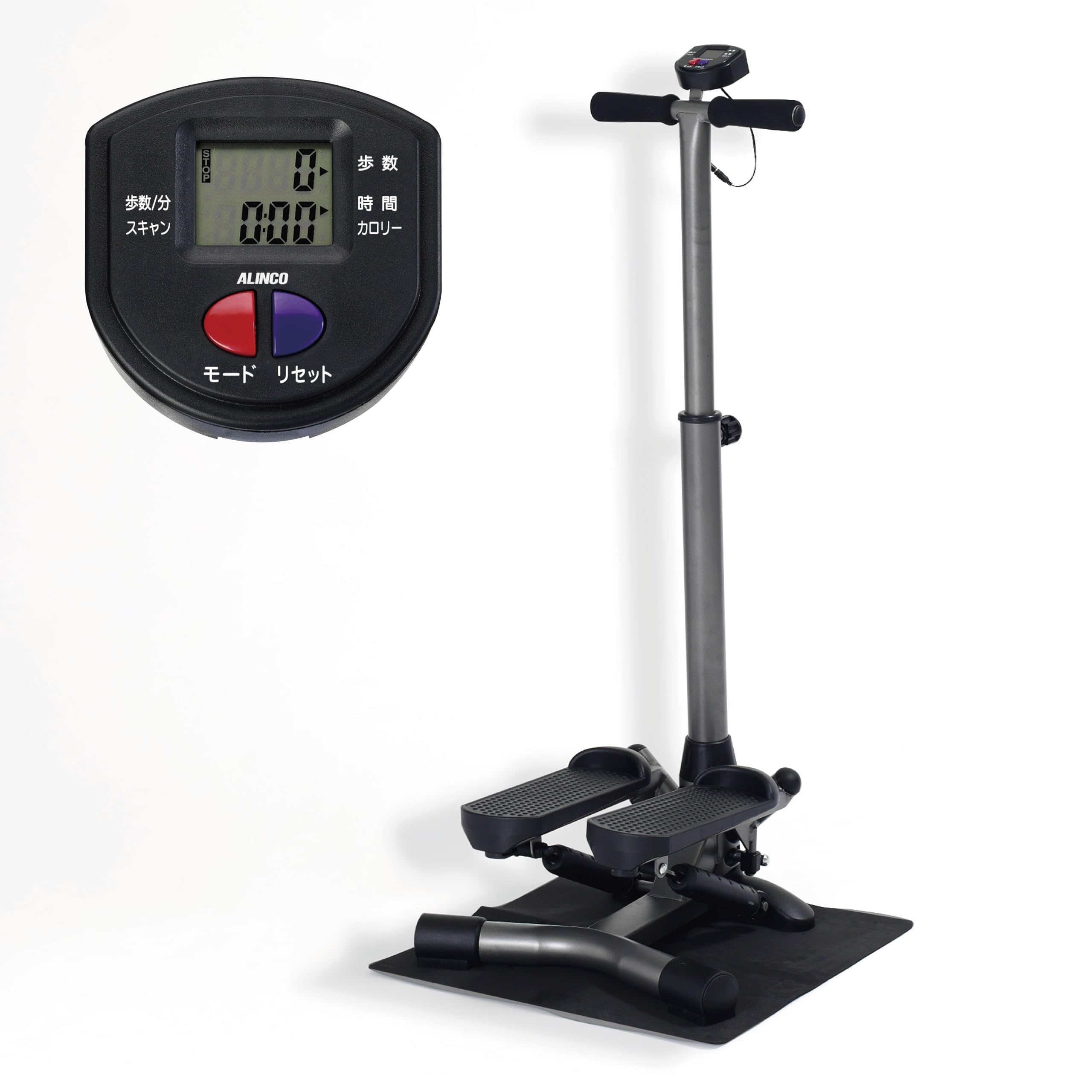 アルインコ(ALINCO) ステッパー油圧 シリンダー メーター表示 ワイドペダル 保護マット ダイエット器具 ながら運動 踏み台 静音