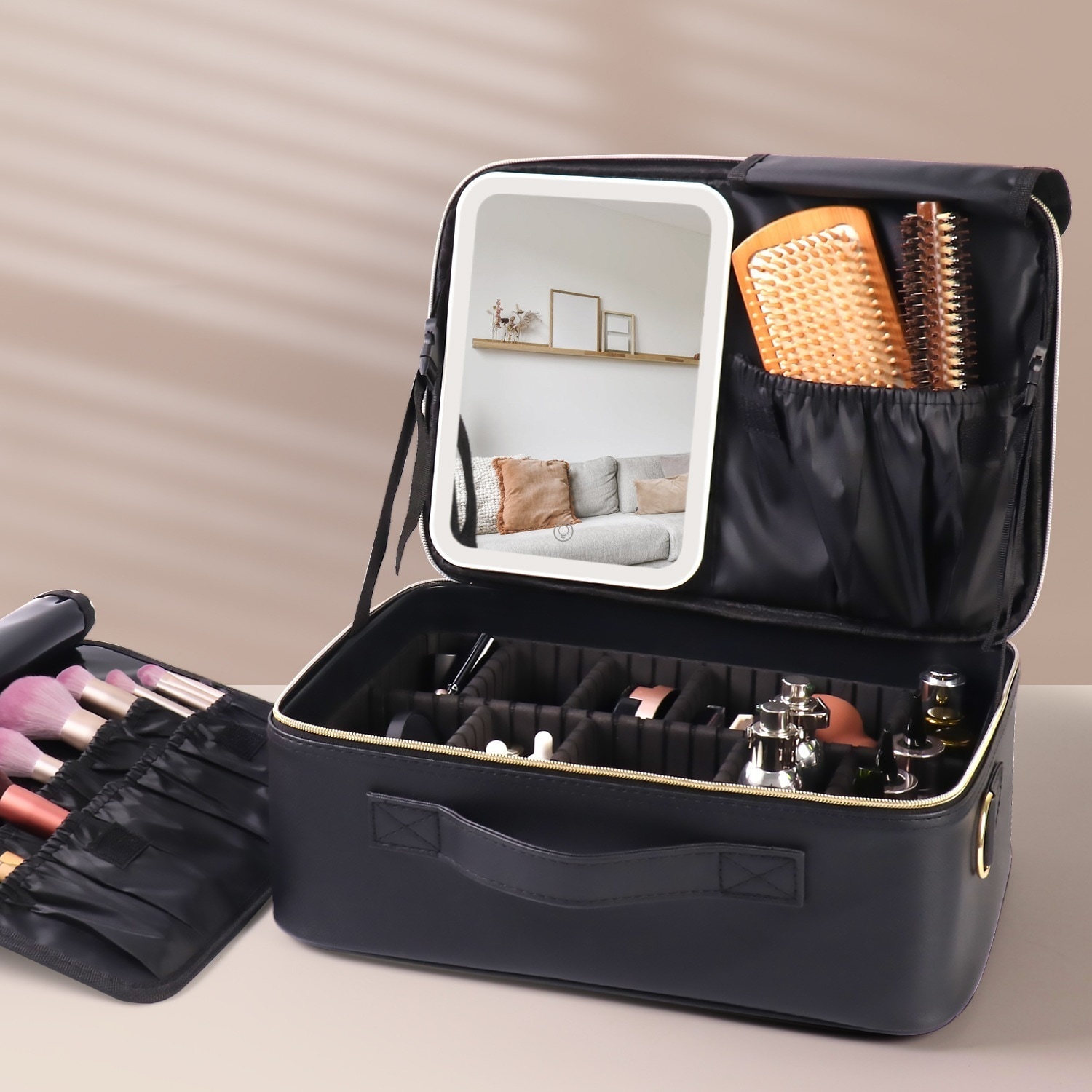 化粧バッグミラー付きledライト付き化粧箱