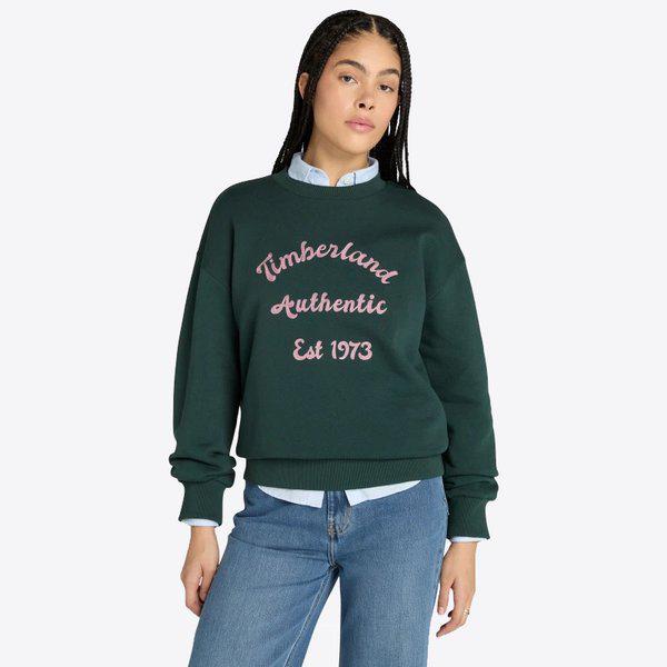 女性用ブラッシュドバッククルーネック スウェットシャツ トレーナー グリーン A41YN 317