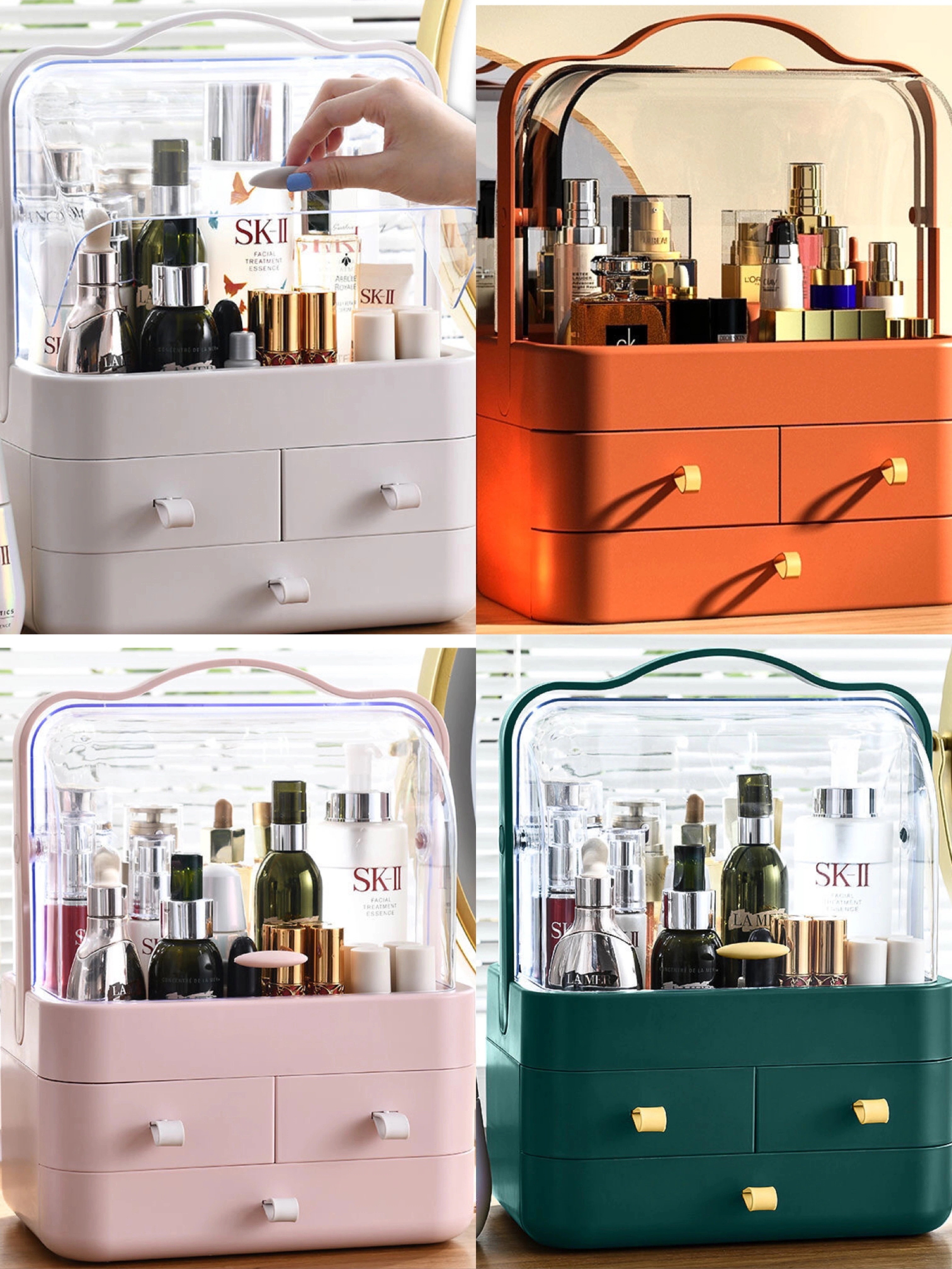 メイクボックス コスメボックス 化粧品収納ボックス メイクケース 防塵 防水 大容量 蓋付き スキン