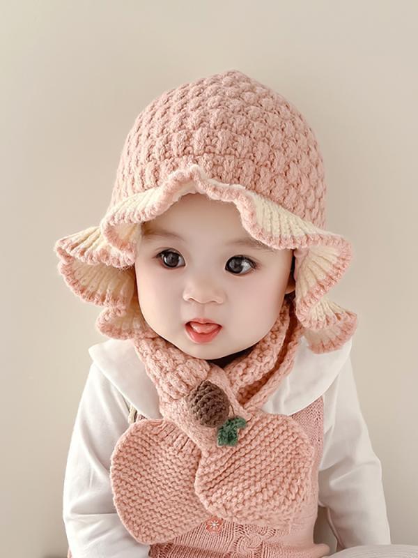 キッズ ベビー 帽子 女 赤ちゃん 帽子 冬 韓国 ベビー ニット 耳保護 ワンピース 帽子 秋冬 女の子 防風 ウール帽子