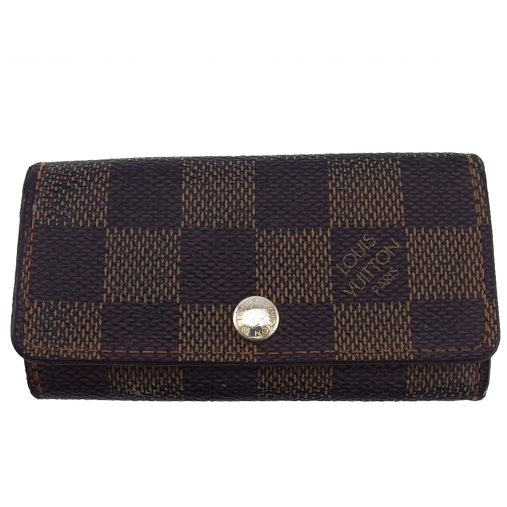 キーケース ダミエ ミュルティクレ4 ブラウン ベージュ レディース 中古