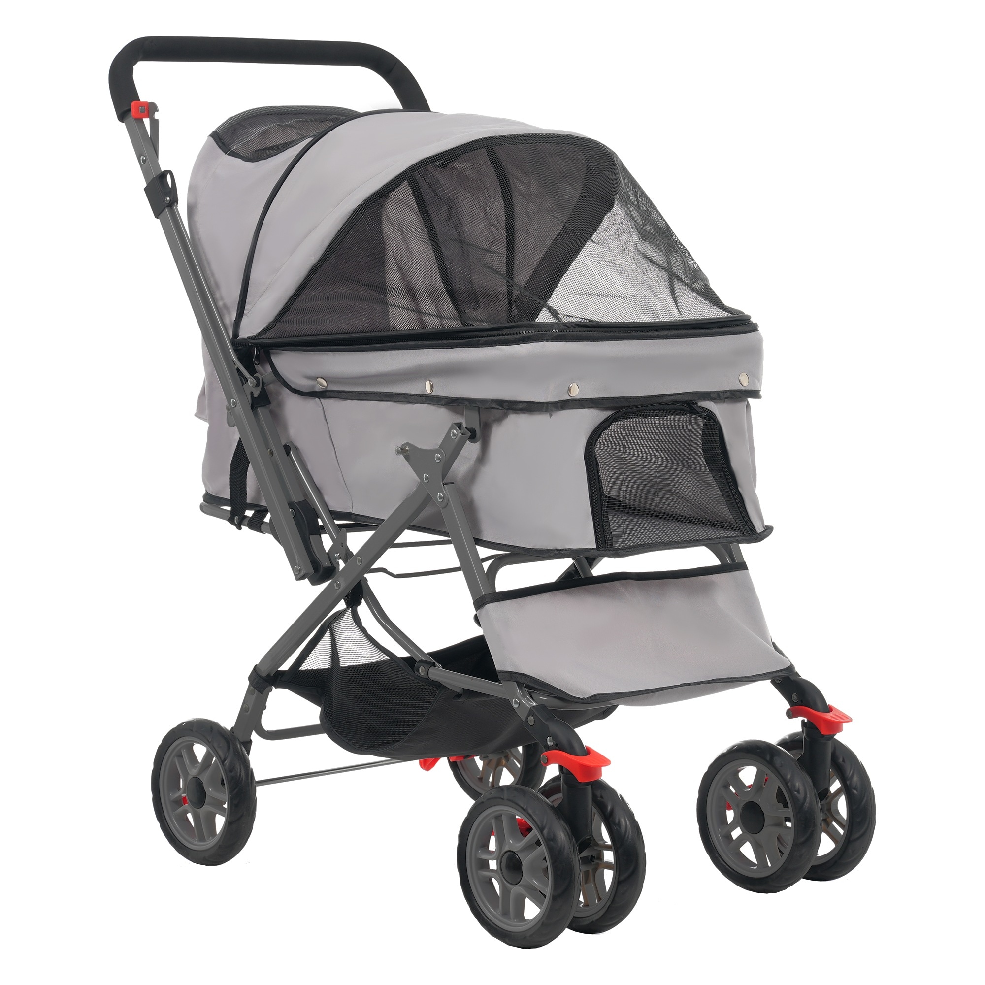 【国内発送&送·料·無·料】801ペットカート 対面式 折りたたみ 多頭 中型犬 小型犬 猫 2way 軽量 組立簡単 工具不要 介護用 ドッグカート ペットバギー 犬 猫 動物 ペット用品 【グレー