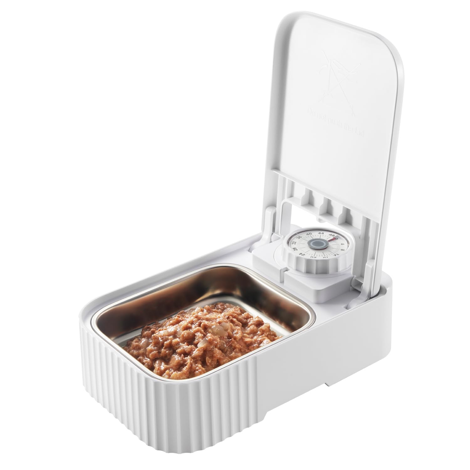 エレコム 自動給餌器 猫 中小型犬用 ウェットフード対応 350ml/ドライフード約190g分 ステンレストレ イ アイスパック付属 1~48時間ダイヤルタイマー 電池式 連結可能 ホワイト PET-