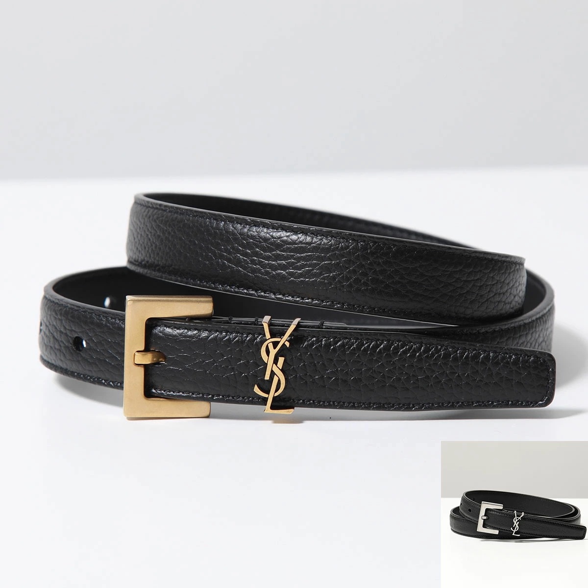 SAINT LAURENT サンローラン ベルト YSL BELT 2.0 ナロー 612616 DTI0W BRM0E メンズ レザー ピンバックル YSL カサンドラロゴ カラー2色 40,093円