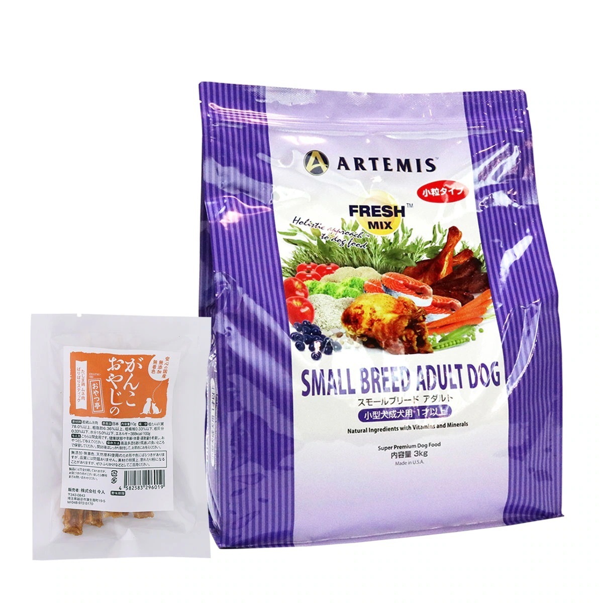 フレッシュミックス ドッグフード スモールブリードアダルト 3kg【国産たじま鶏ジャーキー(小サイズ)付き】