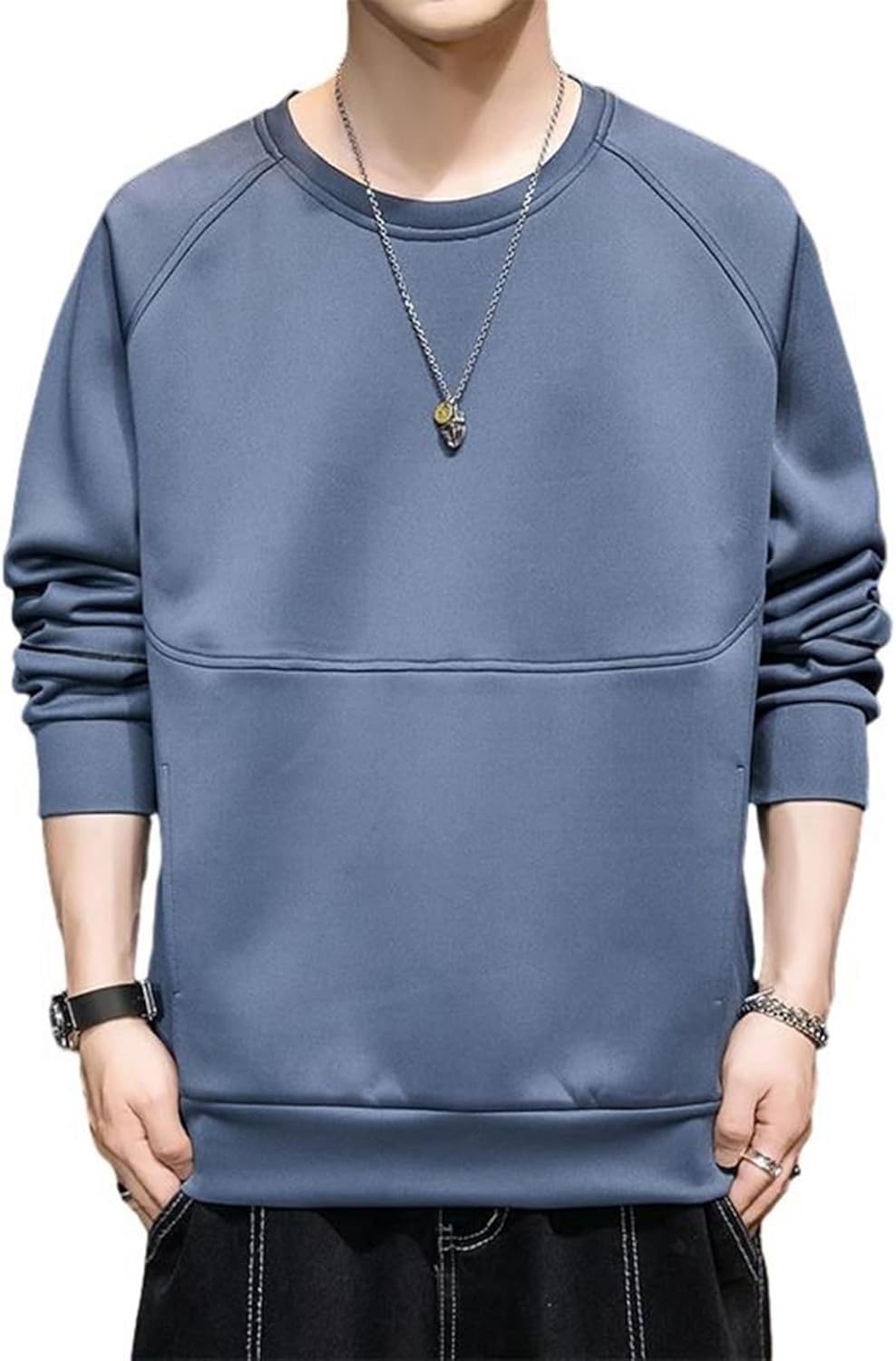 メンズ トレーナー 秋 長袖 ロング Tシャツ 上着 カットソー パッチワーク プルオーバー ベーシック ライン お洒落 パーカー オーバーサイズ カジュアル ストリート 散歩 贈り物 ストリート系