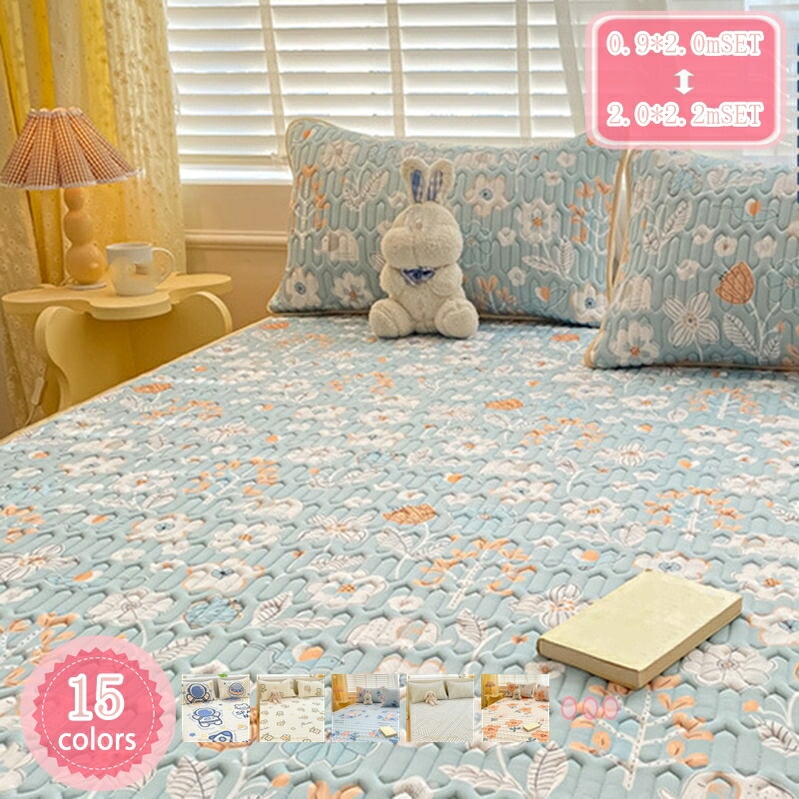 冷感敷きパッド マットレスカバー クッション性 接触冷感 毛玉なし かわいい 和風 ベッドシーツ 夏 涼しい クール シーツ マット 寝汗吸収 防臭 吸水 速乾 敷きパッド ふわふわ クッショ