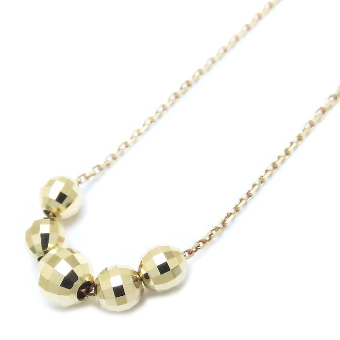 デザイン ネックレス ミラーカットボール 40cm 2.4グラム K18YG イエローゴールド レディース/76218【中古】