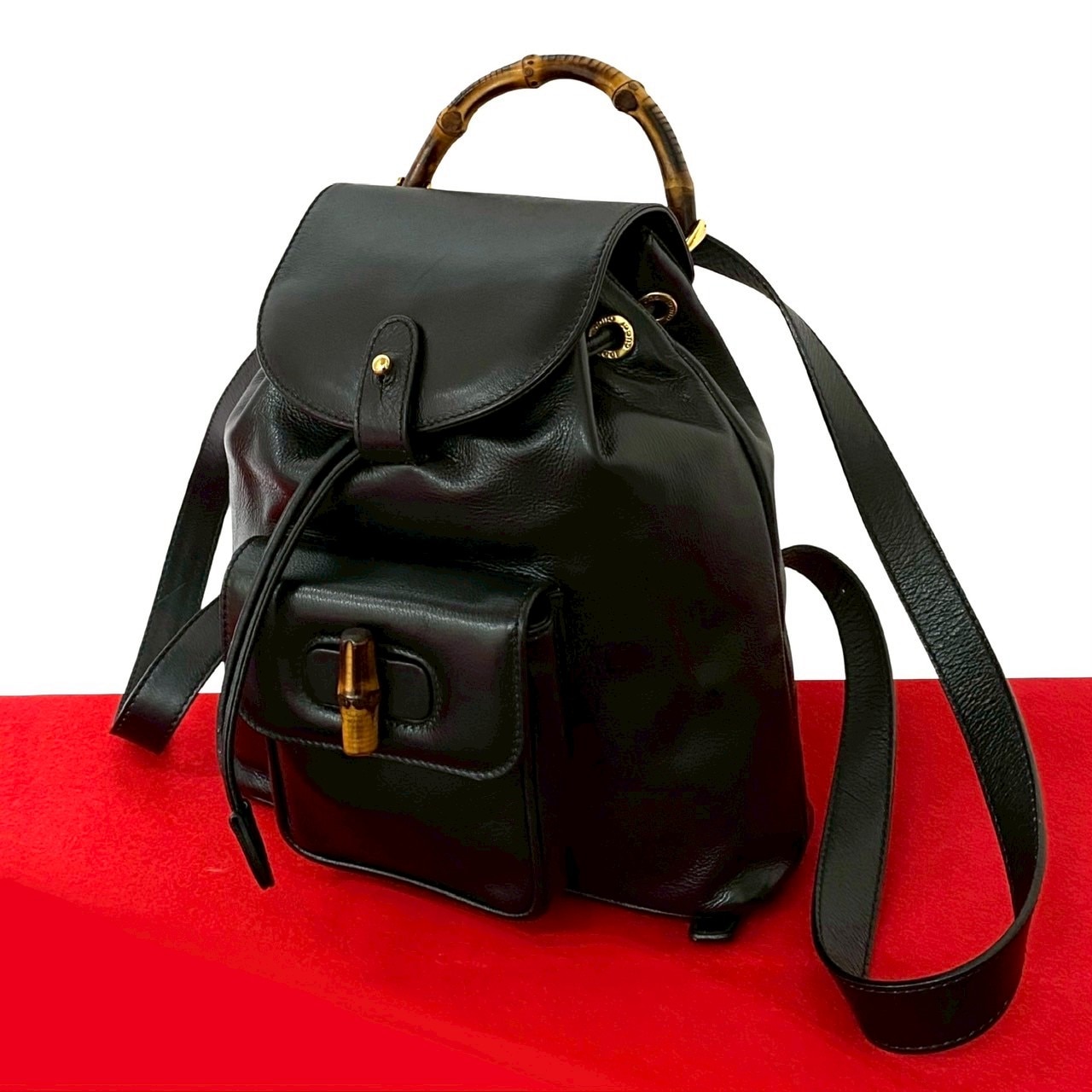 ヴィンテージ バンブーリュックサック レザー ブラック 46545