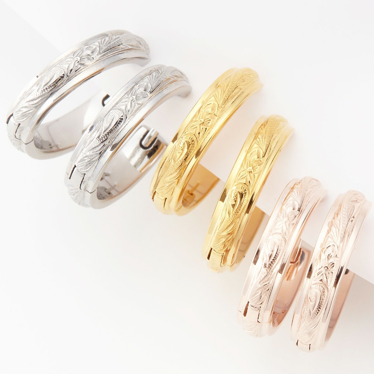 フープピアス メンズ ハワイアンジュエリー サージカルステンレス 両耳用 リングピアス マイレ 波