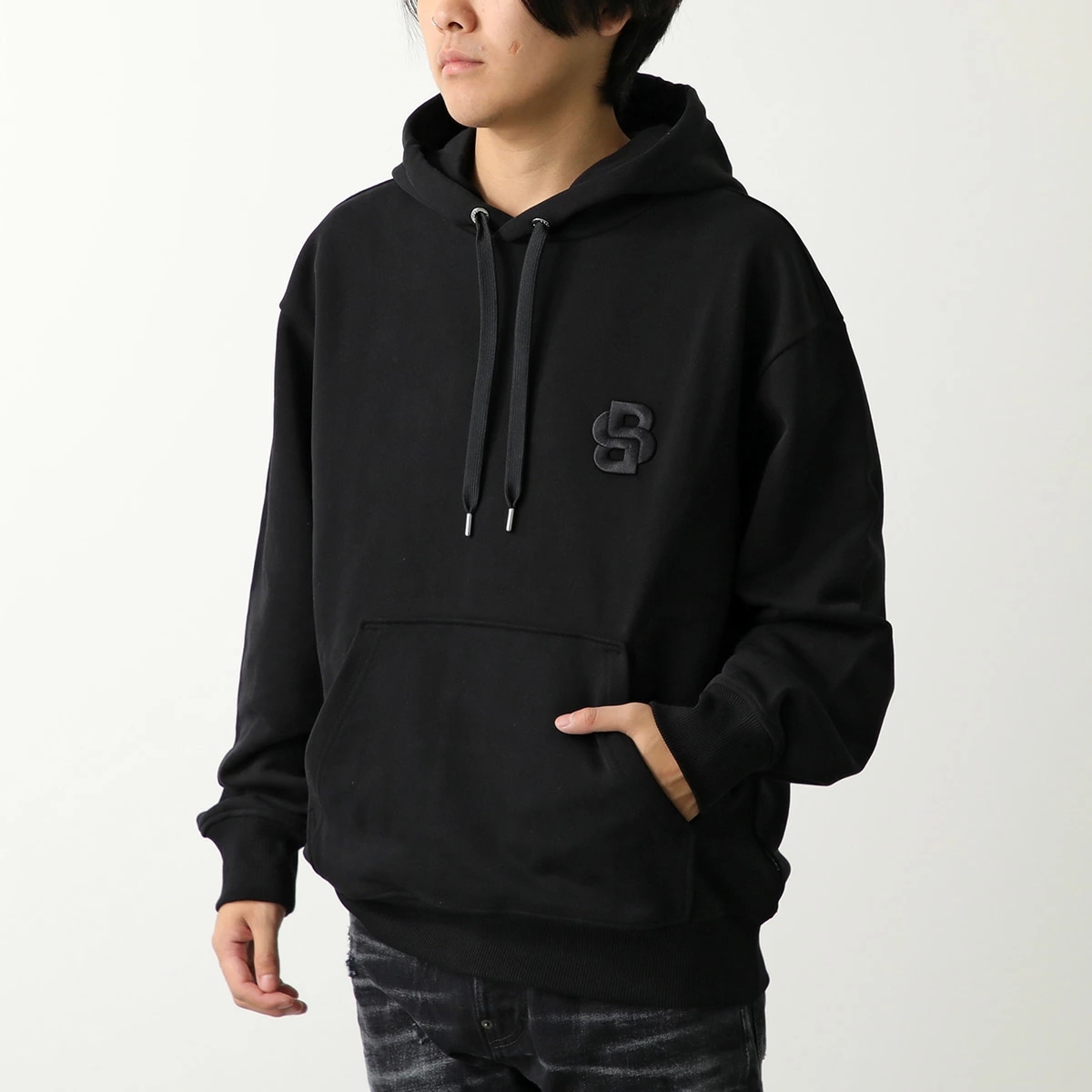 HUGO BOSS BLACK ヒューゴボス ブラック パーカー 50518762 メンズ プルオーバー フーディ スウェット 長袖 コットン ロゴ 刺繍 オーバーサイズ 001