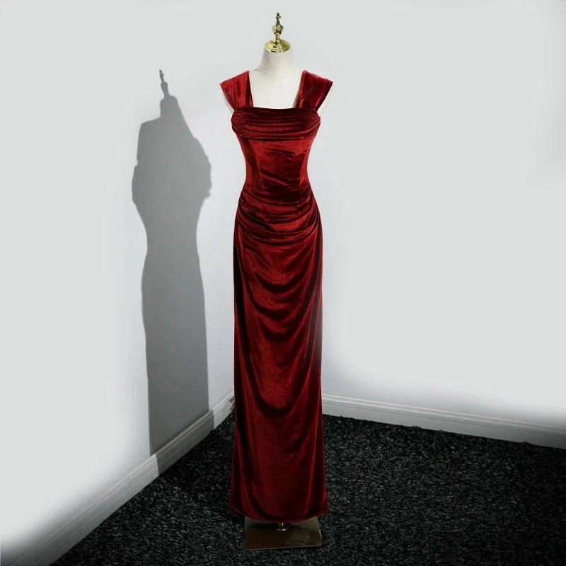 袖取り外し 2way カラードレス ロングドレス パーティードレス ワインレッド シンプル マーメイドドレス ウェディングドレス ウエディングドレス 結婚式 二次会 花嫁 前撮り 発表会 披露宴 袖な