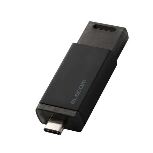 エレコム ESD-ESK0500GBK 外付けSSD 500GB USB3.2 Gen2 USB Type-C ノック式 mac Windows対応 ブラック