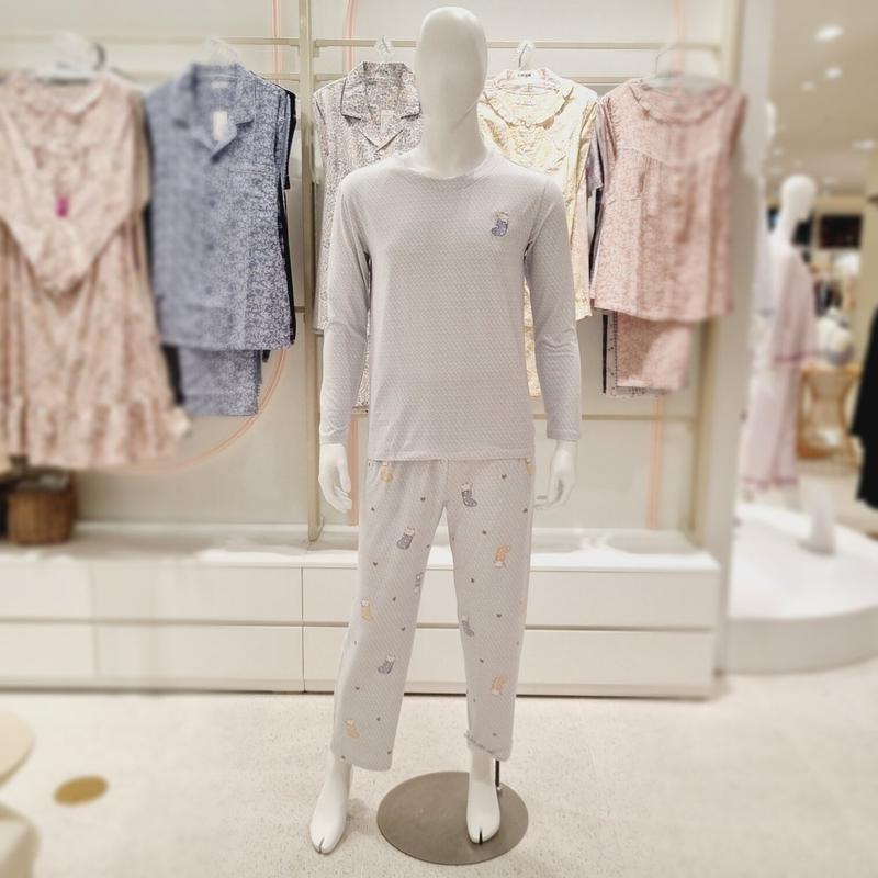 AK水原店 ポリ起毛 猫プリント 男性 イージーウェアセット EZ2951EZ2951P