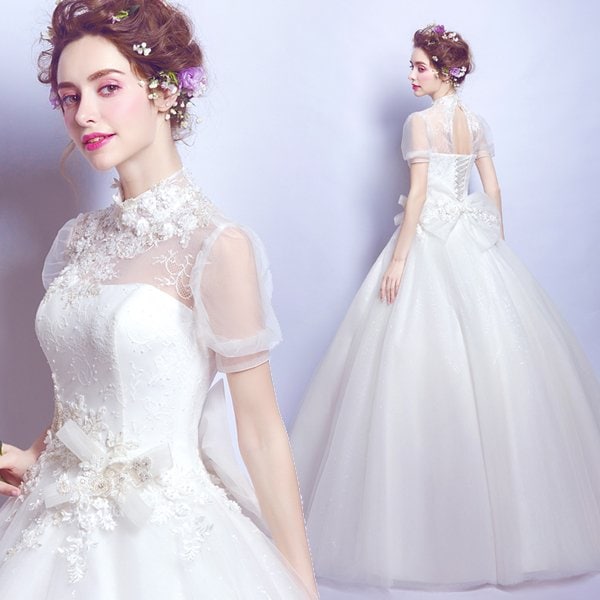 パーティードレス ウエディングドレス 二次会 花嫁 プリンセス 白 ロングドレス チュール 結婚式 演奏会 お呼ばれ 新年会 卒業式 成人式 お呼ばれ フォーマル