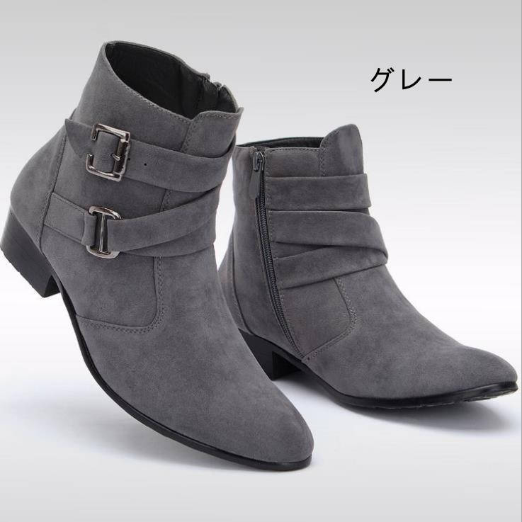 今月最大のプロモーション 迅速な配送 ショートブーツ メンズ シークレット 6cm身長UP個性 スエード サイドジップ ブーツ PUレザー 合成皮革 シューズ 靴 イギリス風 カジュアルショートブー