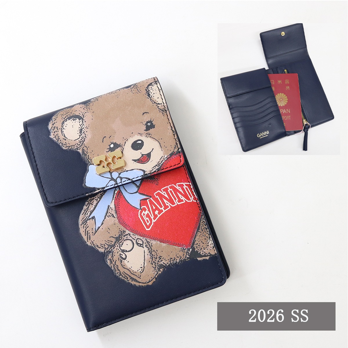 B3010117 Travel Wallet Bear トラベルウォレット パスポートケース 折り財布 旅行 レザー ロゴ ブランド