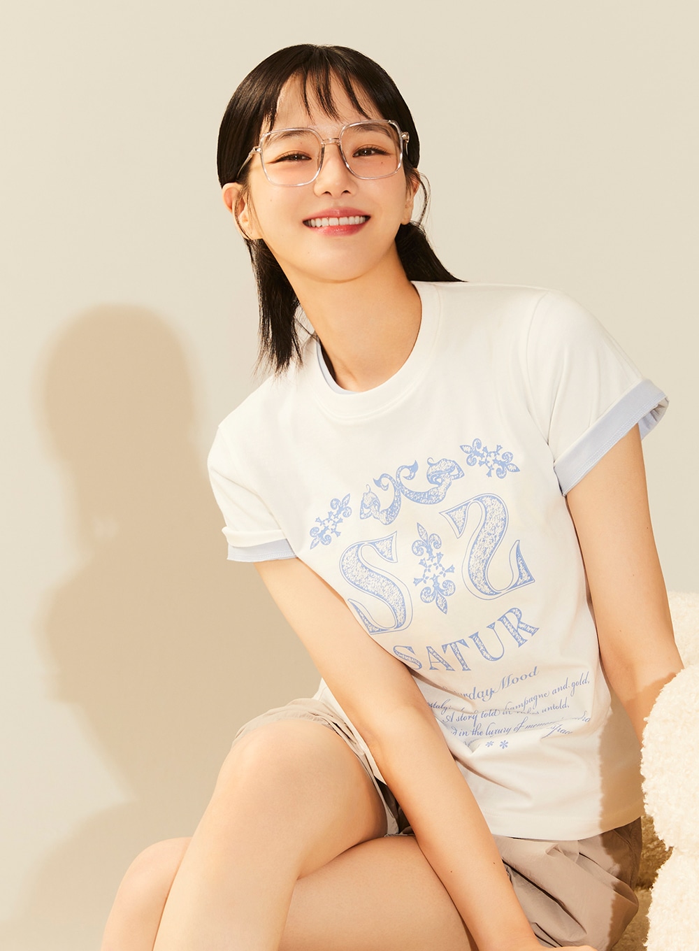 [세터] (W) クラッシュノステルジアビンテージグラフィック半袖Tシャツ ( Clean White )