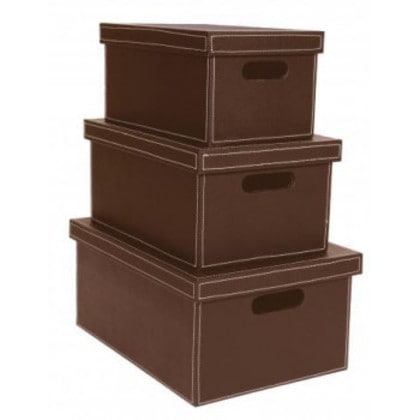 フェイクレザー ボックス(BR)L・M・S 3個セット BR40016