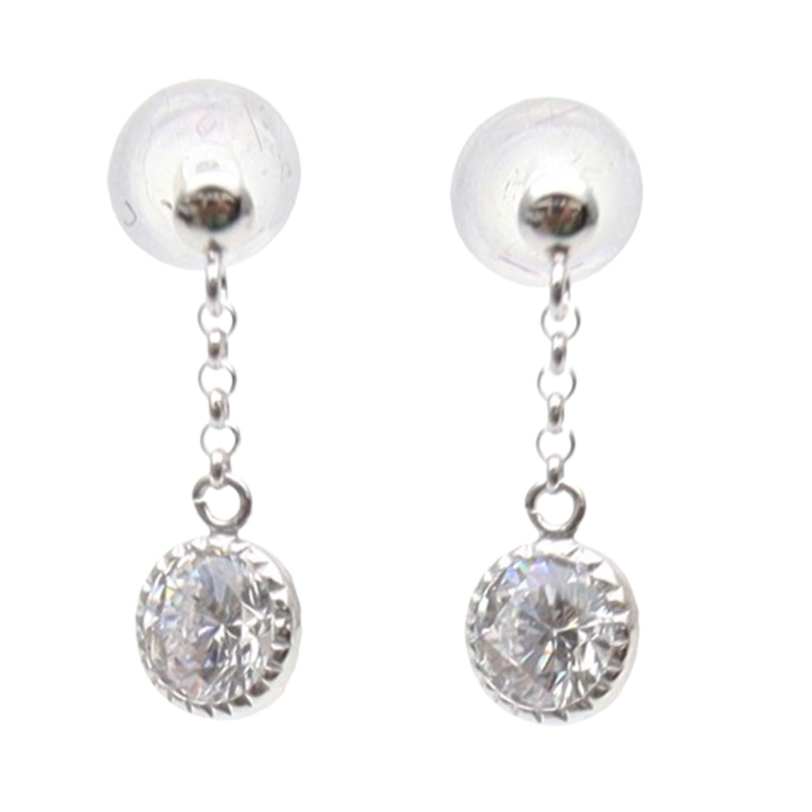 キュービックジルコニア ラウンドカット ラインピアス K10ホワイトゴールド