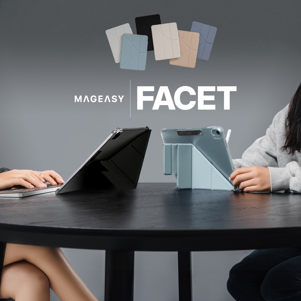 iPad Pro13インチ 2024 対応 ケース 手帳型 5WAY スタンド付き 保護 カバー 動画視聴 タイピング スタンド FACET