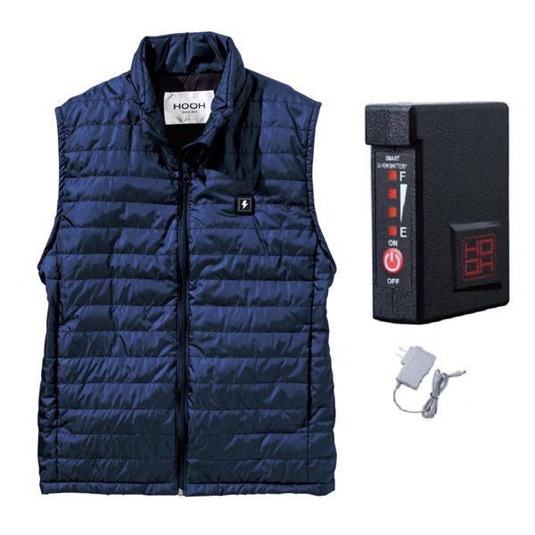 村上被服 1088 ヒートベスト（立衿） ネイビー XL バッテリーセット（服+バッテリー）作業着