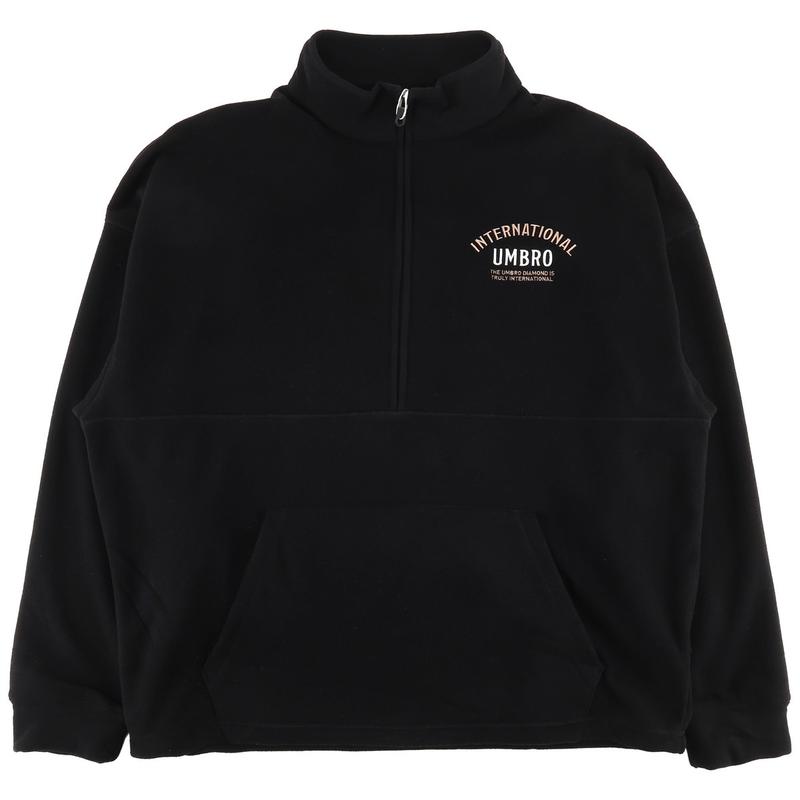 プラスフリースレタリングハーフジップ UQ423CFSN1BLK