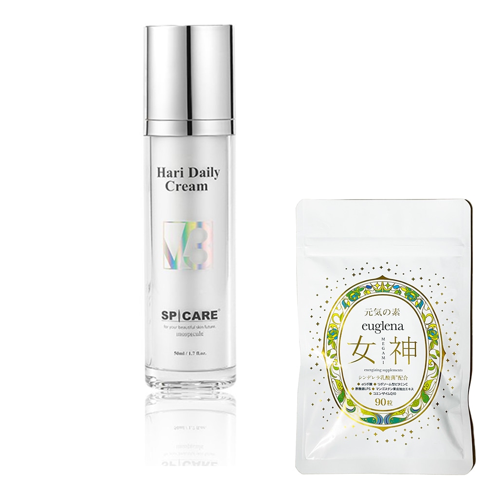 お得セットユーグレナ女神90粒＋V3ハリ デイリークリーム　正規品　新パッケージ商品　美容クリーム　V3 ハリセットクリーム単品　はりクリーム　　V3ホームケア　V3ハリクリーム