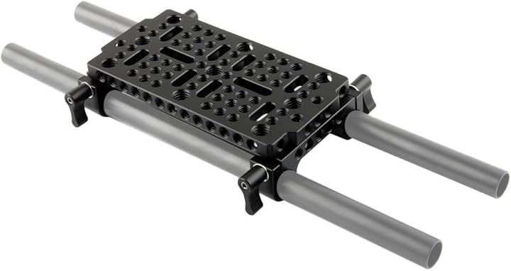 カメラチーズプレート ＋ プダブルロッドクランプ 二個付き 2イン１キット ベースプレート ロッドクランプ付き 蝶ナット付き 多用途 コンパクト アルミニウム合金 DSLR (ブラック) 4,304円