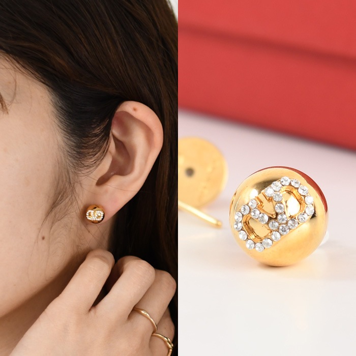 アクセサリー ピアス Vロゴ シグネチャー メタル x スワロフスキー クリスタル J0W64YCW レディース ゴールド スタッズピアス 両耳用