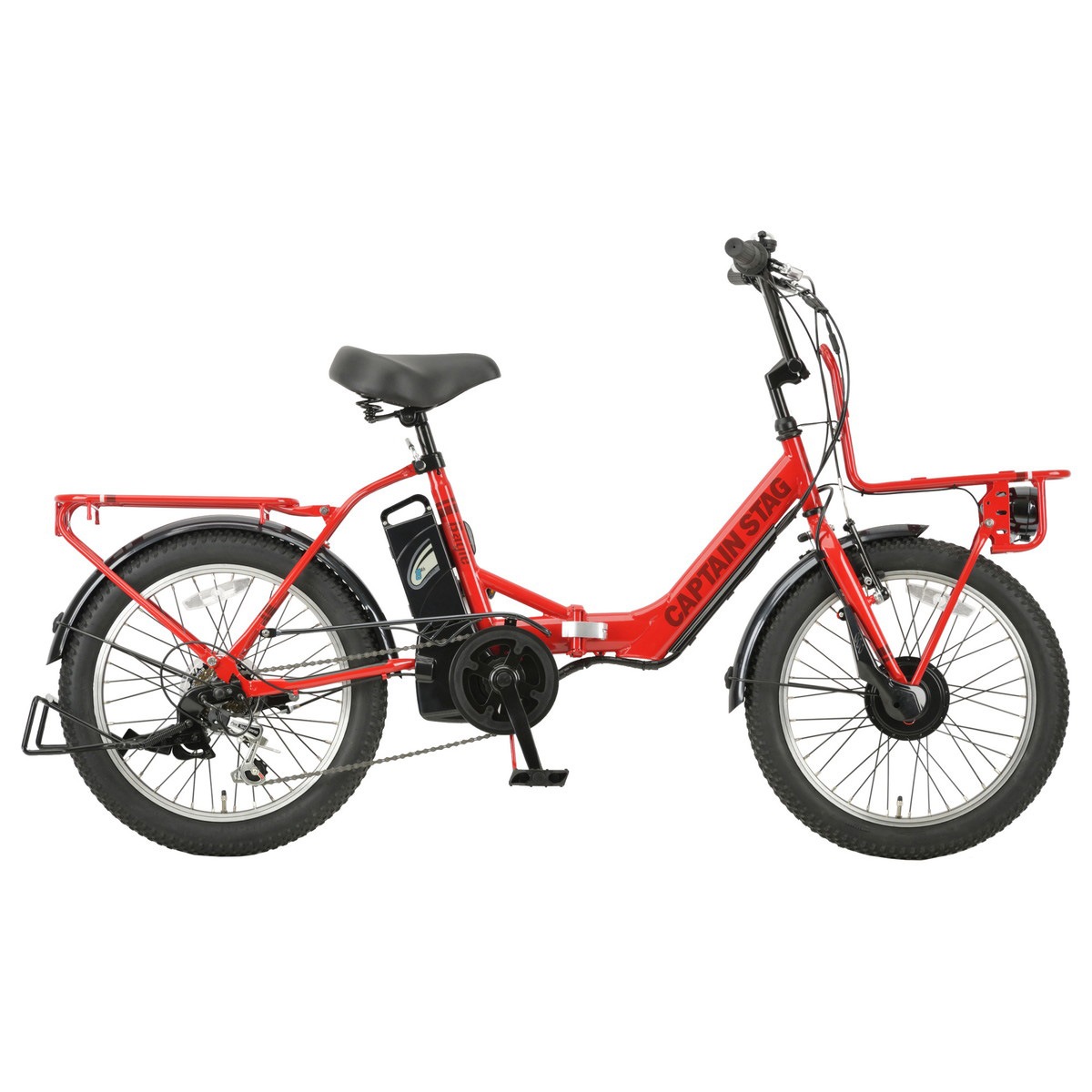 【お客様組立品】 キャプテンスタッグ eバーギー電動FDB206（グローイングレッド） 20インチ 自転車 折りたたみ 電動アシスト