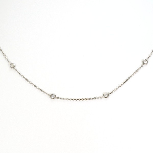 14K WG ネックレス ダイヤ 総重量約1.7g 約36cm ジュエリー 中古