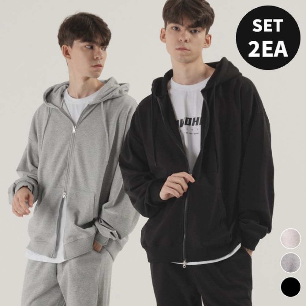 (Pianer) エッセンシャルオーバーフィット 2ウェイフード付きジップアップ (3color)