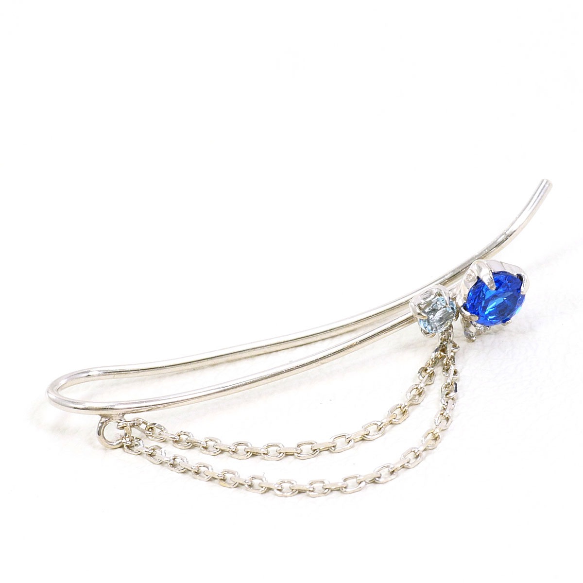 K10 10金 WG ホワイトゴールド ピアス(片耳) 人工石 天然石 総重量約0.4g レディース 中古