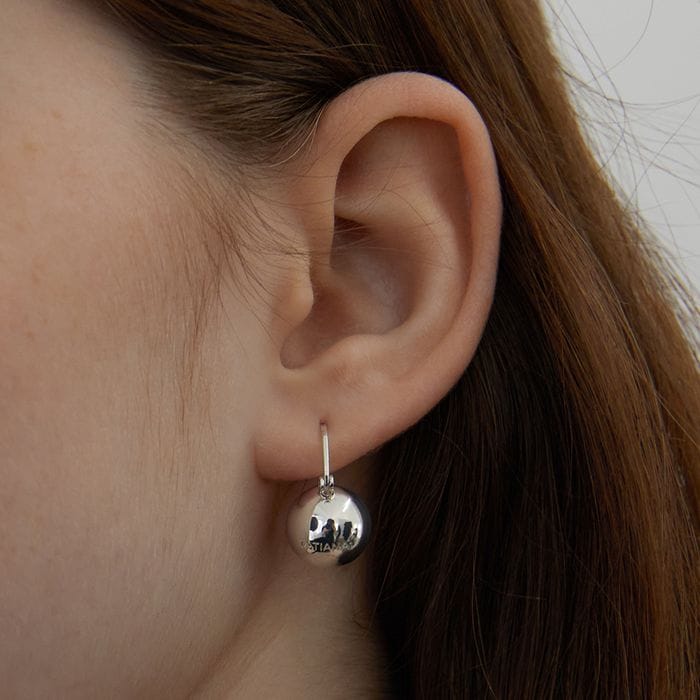 [Silver 925] Imprint Ball Hoop Earrings 2色 おしゃれ ピアス 韓国ファッション