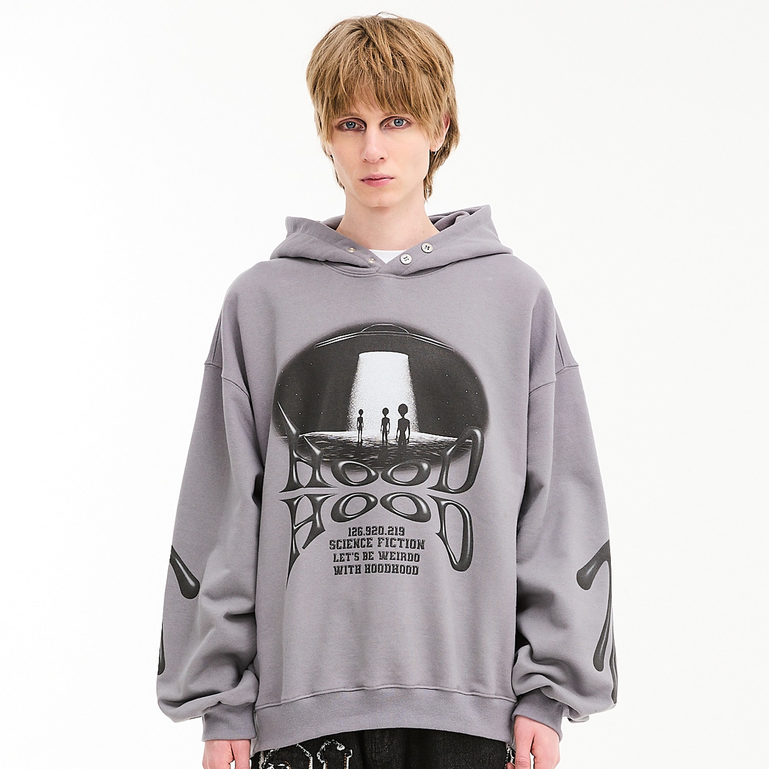 Alien artwork hood GREY