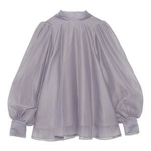 トップス シャツ 袖あり 長袖 パフスリーブ スタンドカラー ルーズ シフォン リボン プルオーバー 5,781円