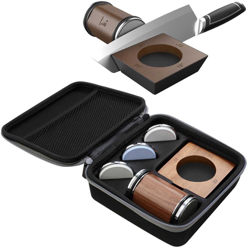 ロールシャープナー 手動包丁研ぎ器 - あらゆる硬度の鋼に対応したダイヤモンドとコランダム砥石ディスクを備えたナイフ研ぎ器 15/18/20 /22 の多機能磁気角度ベース付き