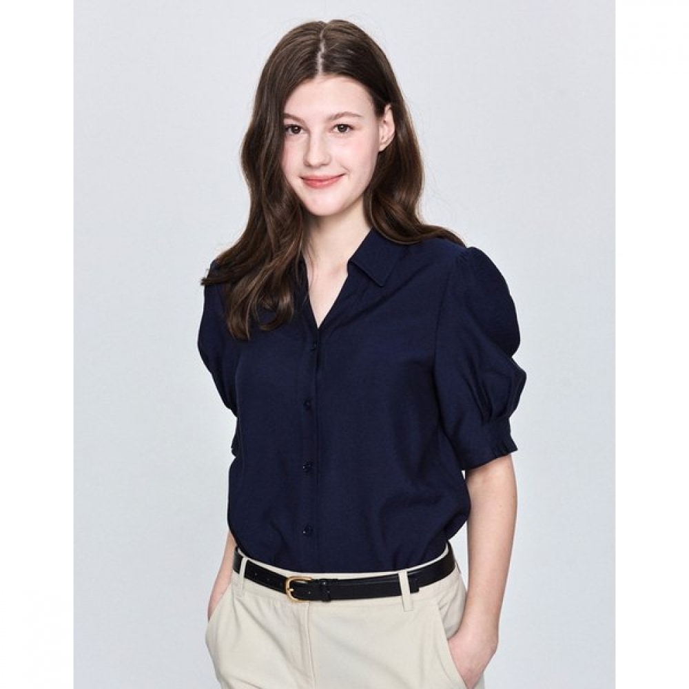 25SS 夏 カラー ブラウス ネイビー HSSH5B307N2
