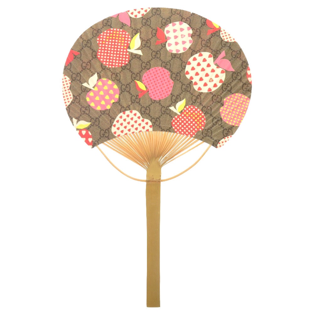 アップル GG うちわ その他ファッション雑貨 紙/竹 ベージュ 0772【中古】 ユニセックス